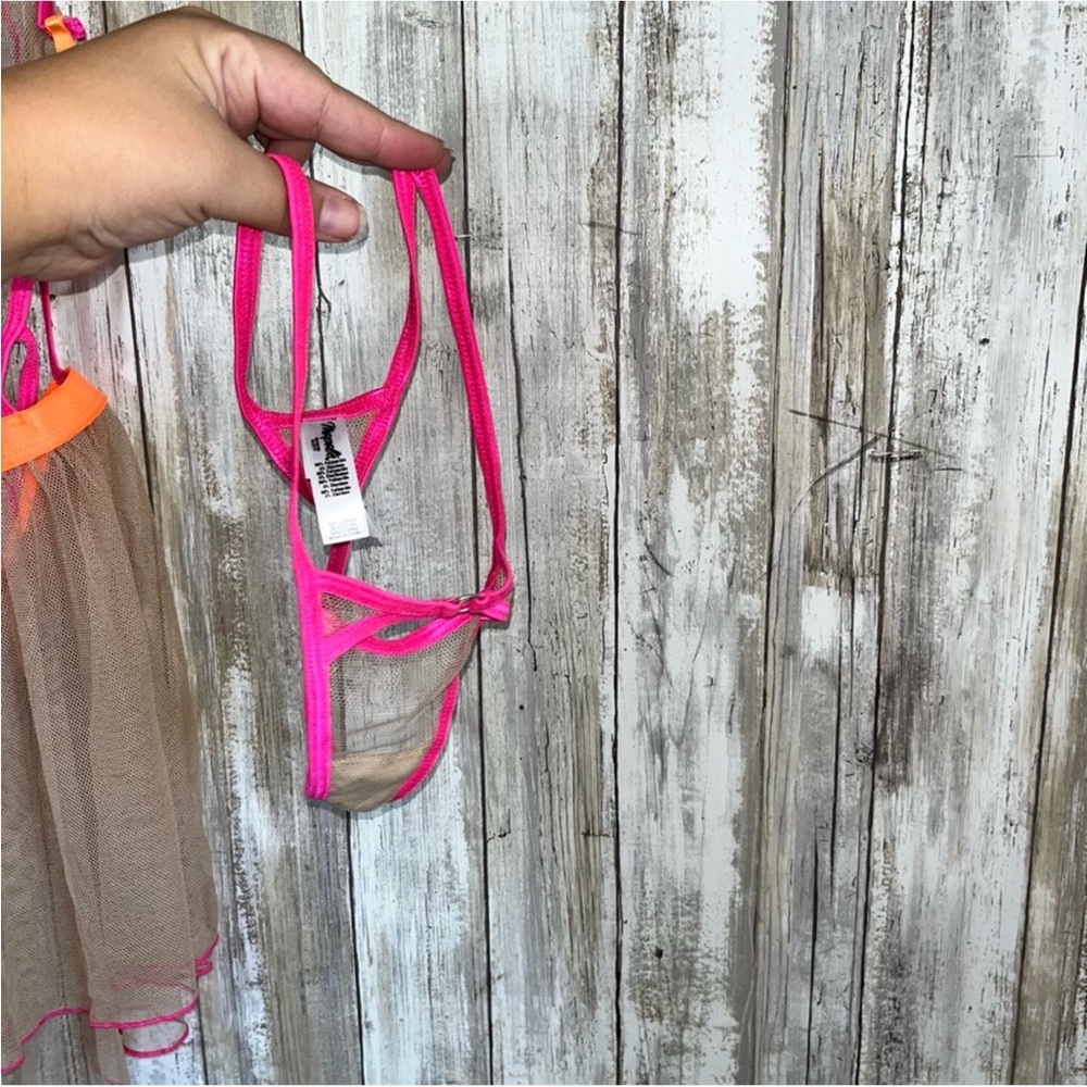 NWT Mapale Neon Candy Mesh Babydoll Lingerie - Picture 6 of 8